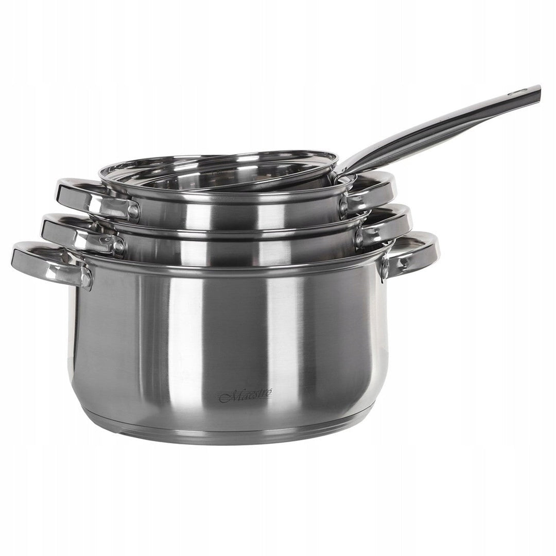 Maestro 9 el. pot set. 1.5L, 2L, 3L, 5L, stainless steel, dishwasher safe, suitable for all types of stoves, hot pot stand, MR-2021