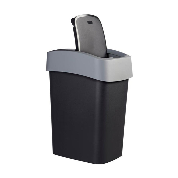 Curver waste garbage can, with lid, tilt out, 25l, black and silver, Flip Bin