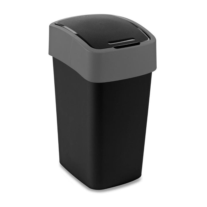 Curver waste garbage can, with lid, tilt out, 25l, black and silver, Flip Bin