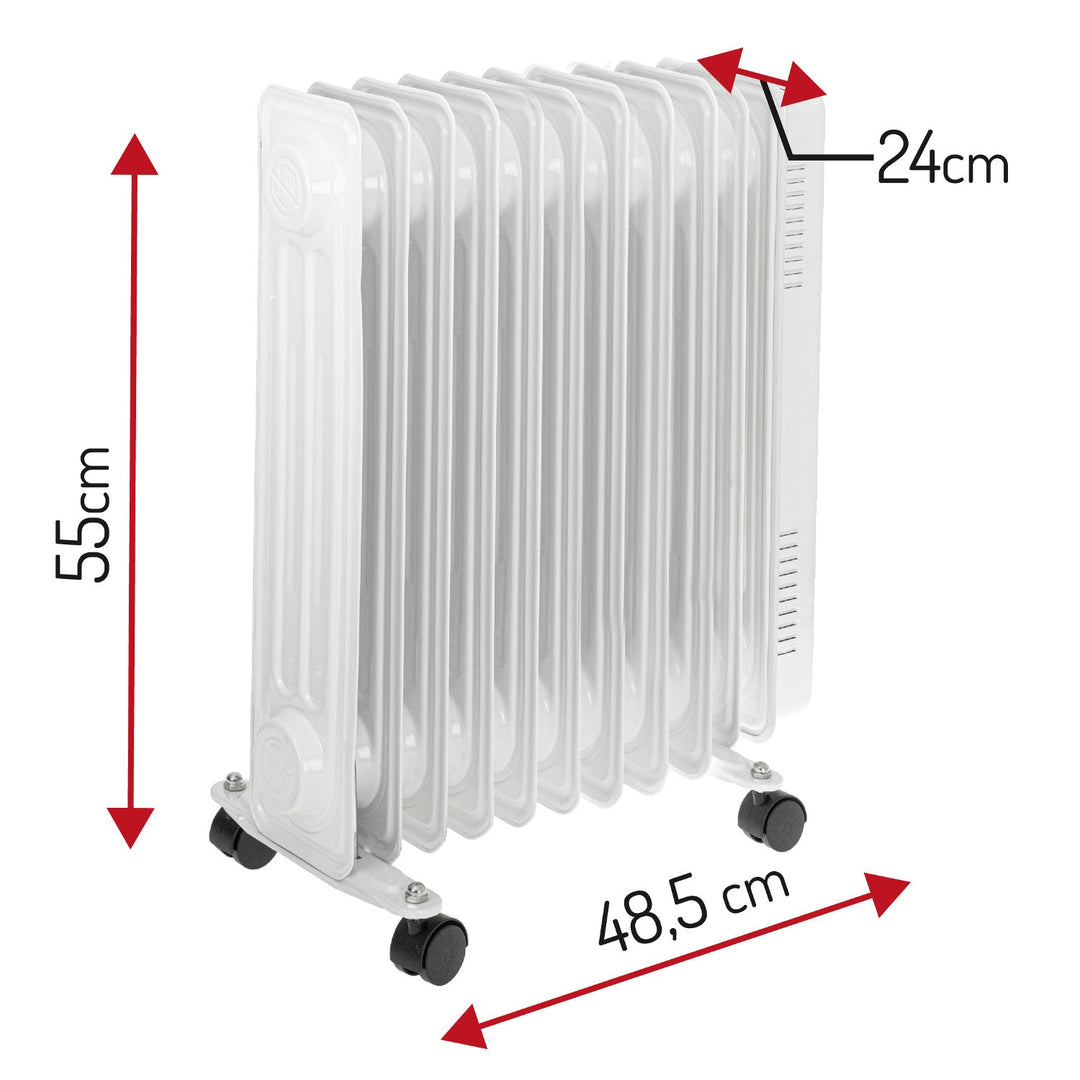 Adler oil heater, 11 ribs, power 2500W, 3 heating levels, white, AD 7817