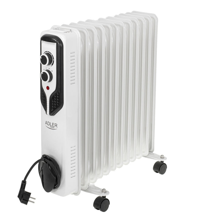 Adler oil heater, 11 ribs, power 2500W, 3 heating levels, white, AD 7817