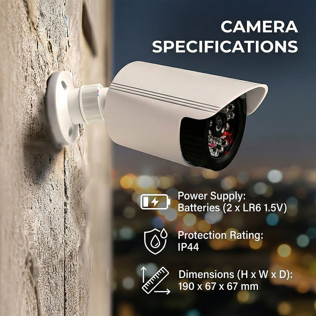 Dummy tube camera, IR LEDs, white, 2xAA power supply (not included), ABS, IR1800 W