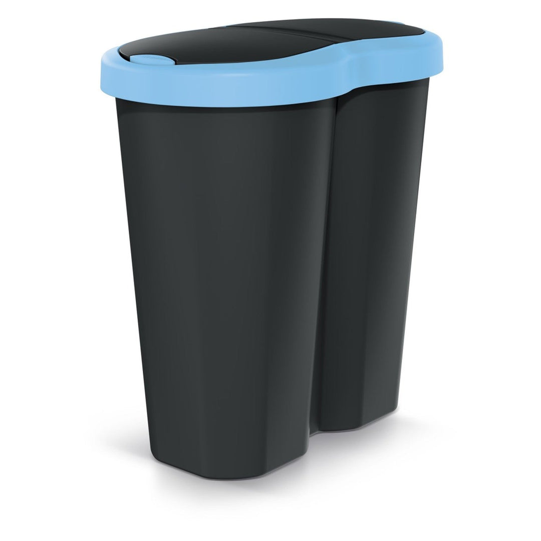 Compacta R Duo trash garbage can, blue/black, 40L capacity, one compartment, two lids, NDRF40-2717C_S411