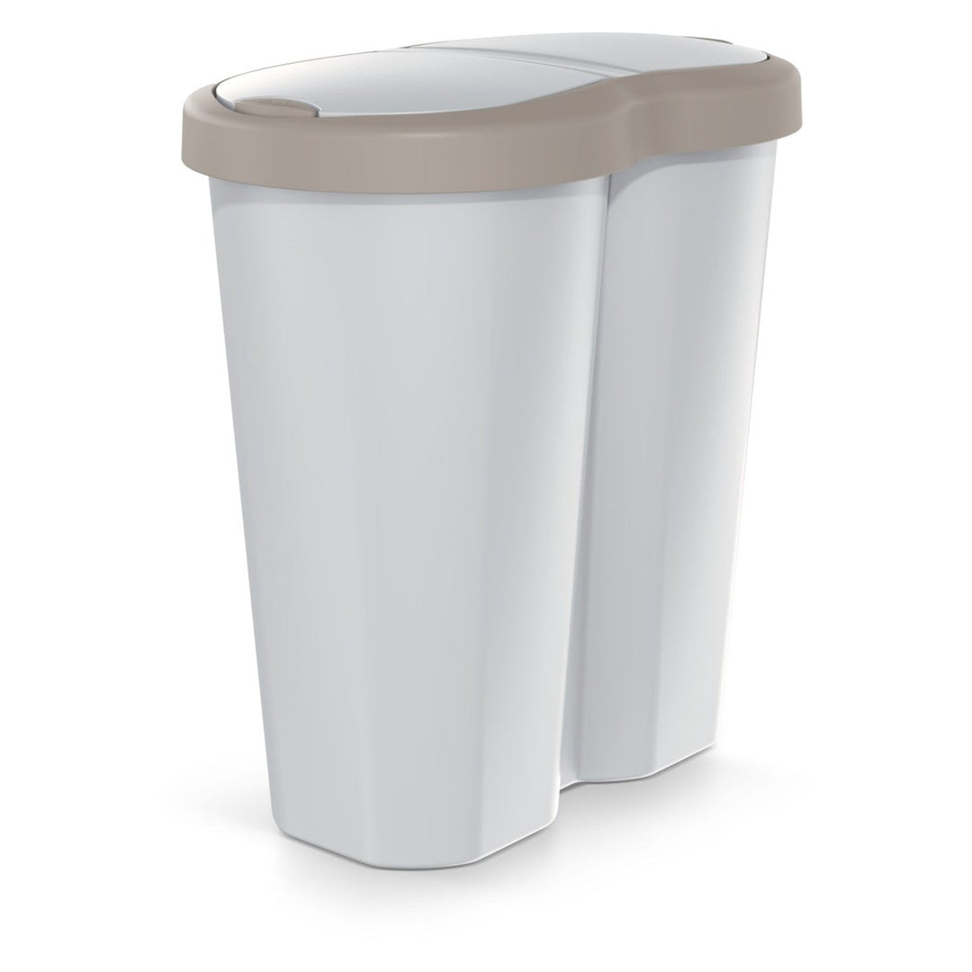 Compacta R Duo trash garbage can, brown/ash, 40L capacity, one compartment, two lids, NDRF40-WG5C_427C