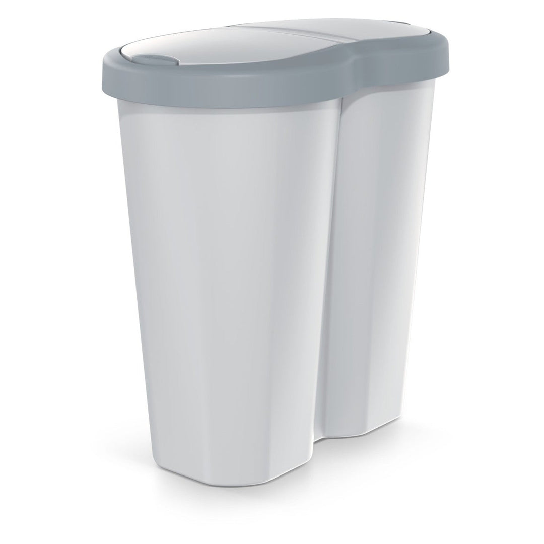 Compacta R Duo trash garbage can, gray/ash, 40L capacity, one compartment, two lids, NDRF40-429U_427C