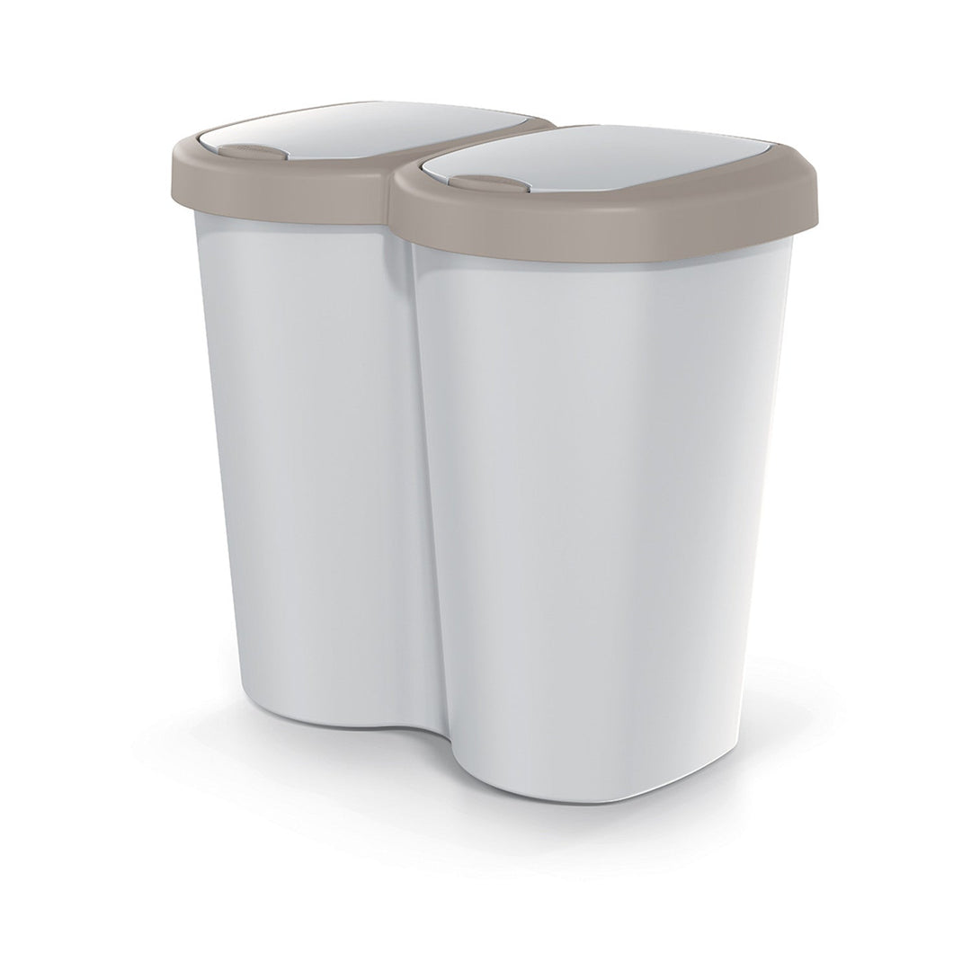 Compacta B Duo trash garbage can, brown/ash, 40L capacity, one compartment, two lids, wall-mounted version, NDBS40-WG5C_427C