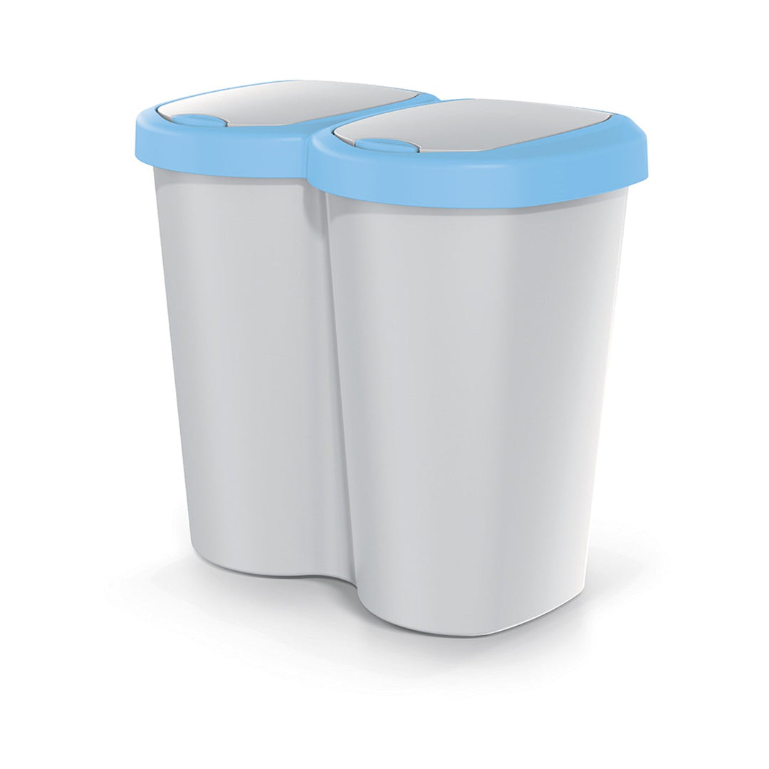 Compacta B Duo trash garbage can, blue/ash, 40L capacity, one compartment, two lids, wall-mounted version, NDBS40-2717C_427C