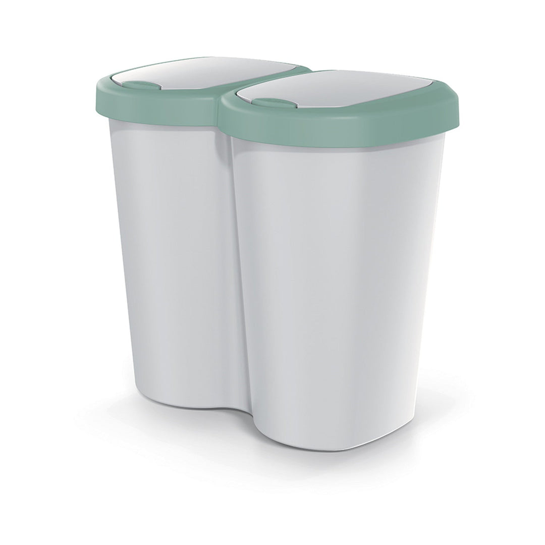 Compacta B Duo trash garbage can, green/ash, 40L capacity, one compartment, two lids, wall-mounted version, NDBS40-5575C_427C