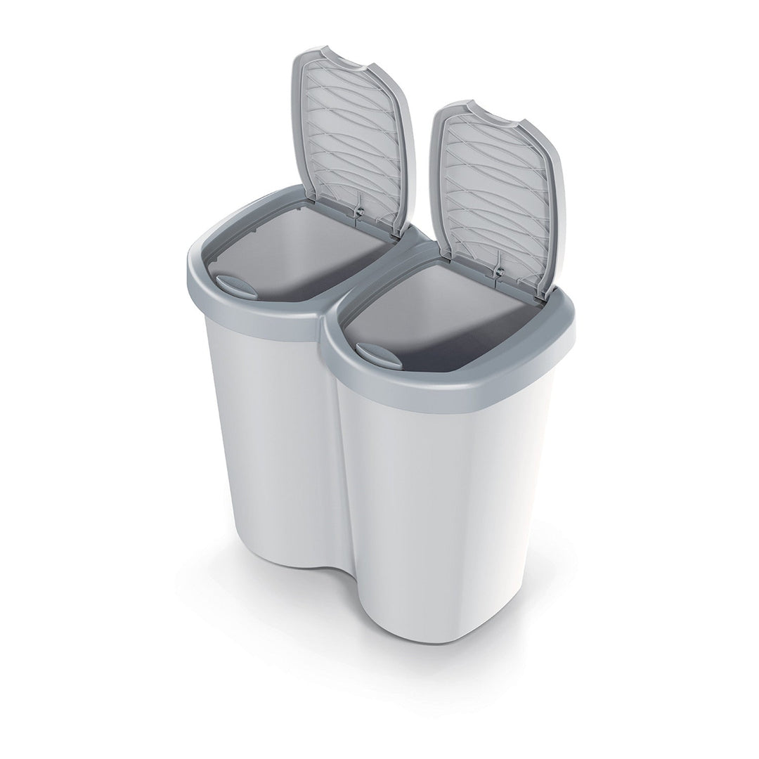 Compacta B Duo trash garbage can, gray/ash, 40L capacity, one compartment, two lids, wall-mounted version, NDBS40-429U_427C