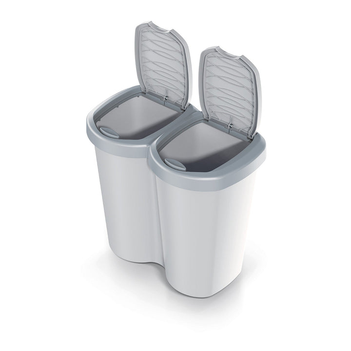 Compacta B Duo trash garbage can, gray/ash, 40L capacity, one compartment, two lids, wall-mounted version, NDBS40-429U_427C