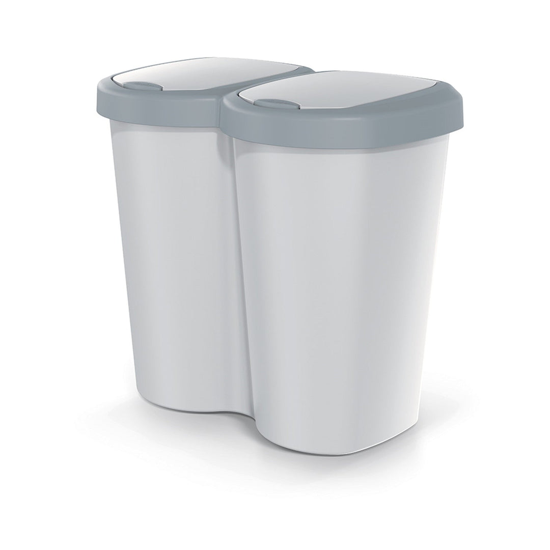 Compacta B Duo trash garbage can, gray/ash, 40L capacity, one compartment, two lids, wall-mounted version, NDBS40-429U_427C