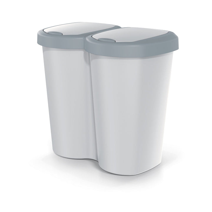 Compacta B Duo trash garbage can, gray/ash, 40L capacity, one compartment, two lids, wall-mounted version, NDBS40-429U_427C