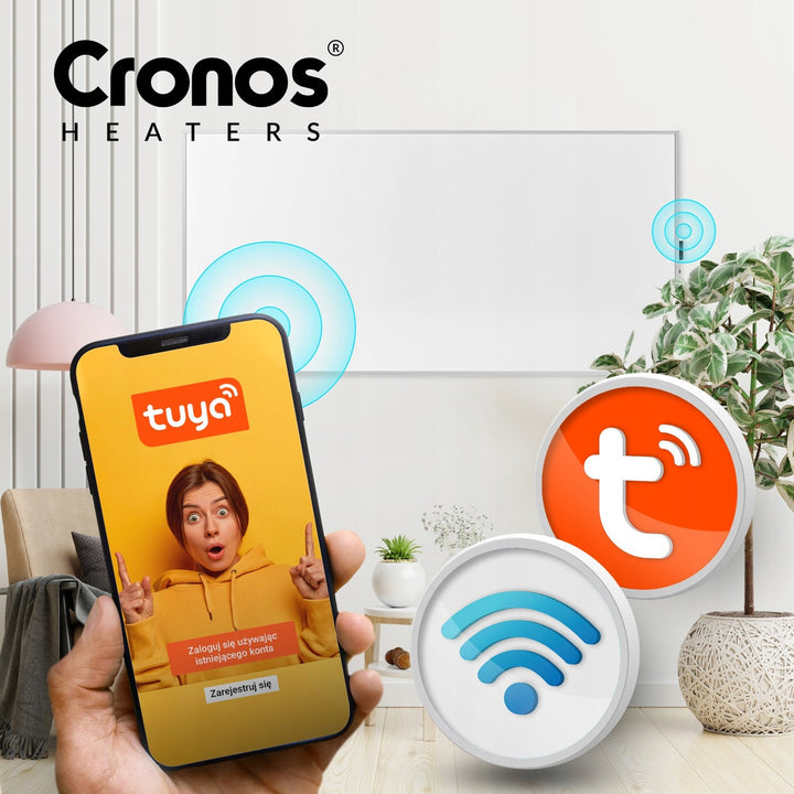 Cronos infrared heater, 770W, smartphone controlled, built-in thermostat, 98% conversion rate, IP44 protection, Synthelith PRO CRP-770TWP