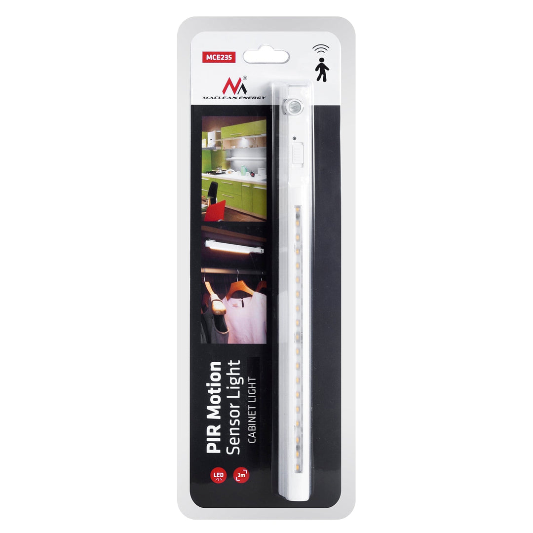 Maclean LED lamp, with motion sensor, hook, ON/OFF/AUTO, temp. 4000K, range 3m, MCE235 + 3x Varta Industrial AAA alkaline battery