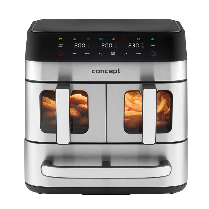 Concept greaseless fryer, 3 separate drawers, synchronized baking, 8 ready programs, FR9000