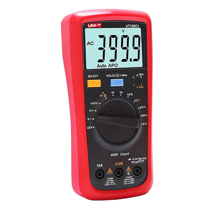 Uni-T digital universal meter, voltage, current measurement, test leads included, temperature probe, UT136C+