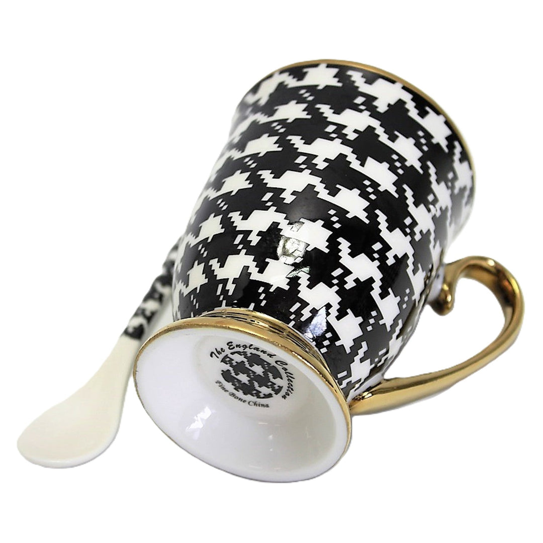 Mug Pepit Gold Handle Base Spoon Porcelain Exclusive, Queen Isabel