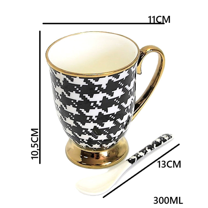 Mug Pepit Gold Handle Base Spoon Porcelain Exclusive, Queen Isabel