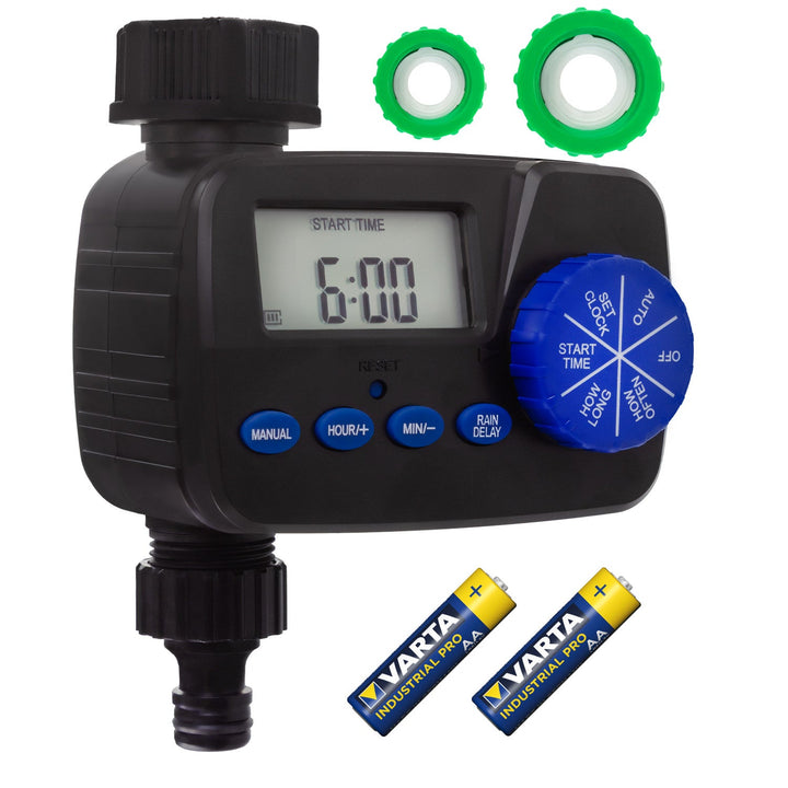 GreenBlue electronic irrigation controller, programmer, power supply 2x1.5V AA, GB390 + 2x Varta Industrial AA alkaline battery