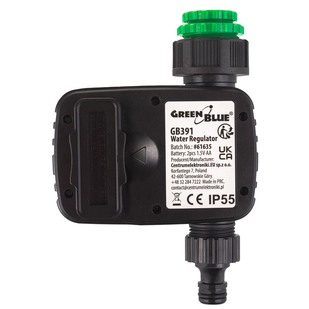 GreenBlue electronic irrigation controller, programmer, power 2x 1.5V AA, GB391 + 2x Varta Industrial AA alkaline battery