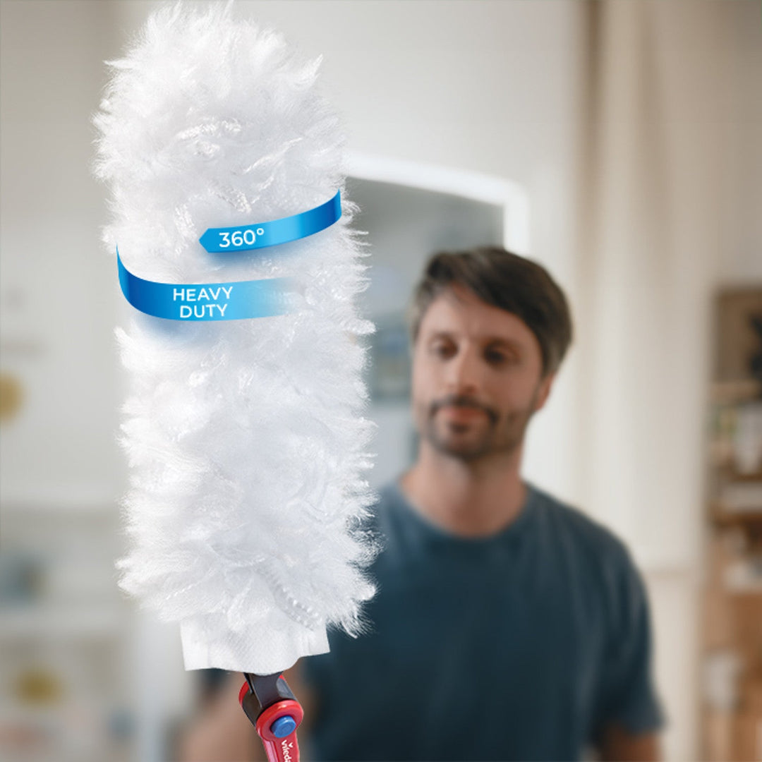 Vileda Flex&Catch dust broom, short handle, 2 cartridges included, anti-slip, flexible head, 179432