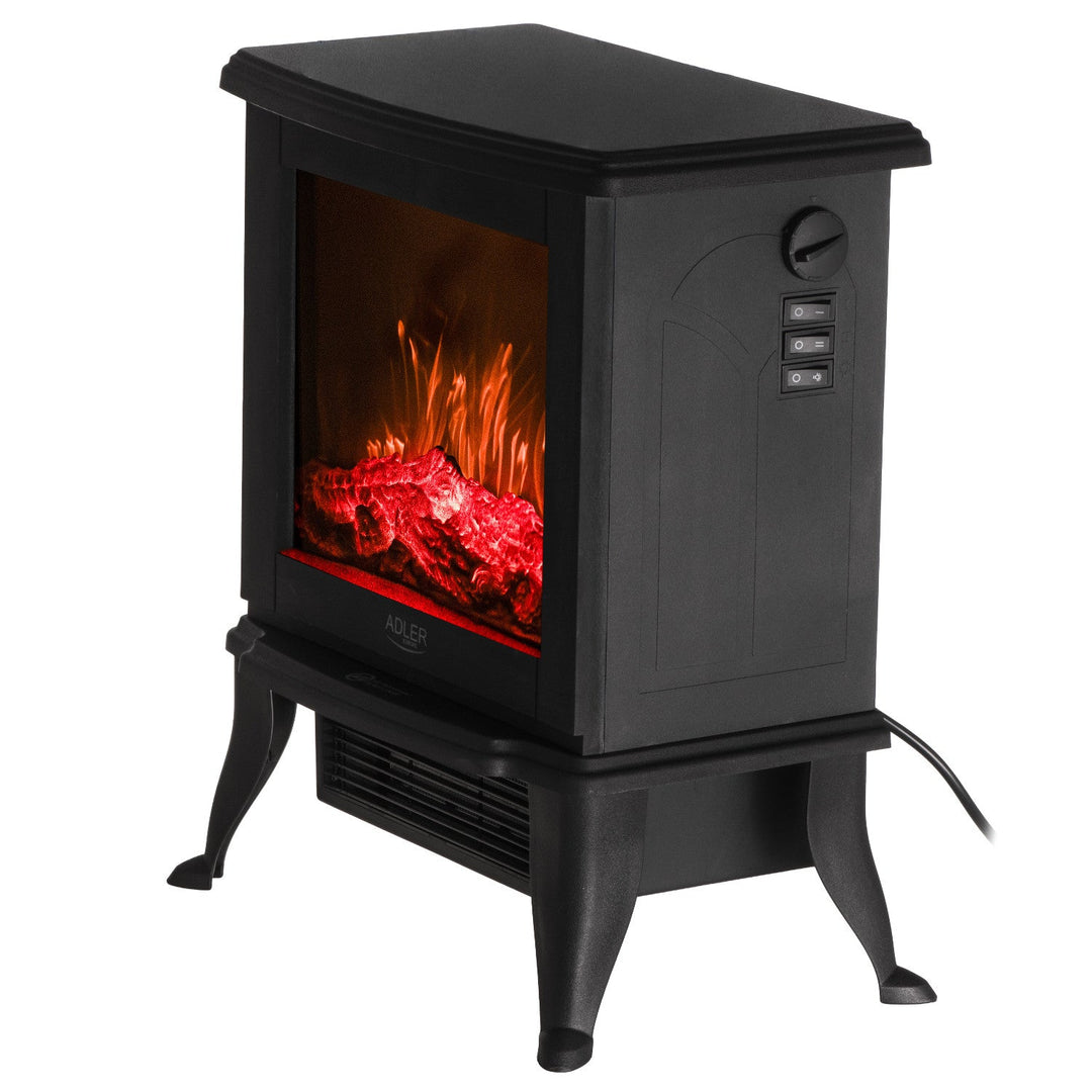 Adler electric fireplace, 2 heating levels, max power 1800W, thermostat, 3D flame effect, AD 7754