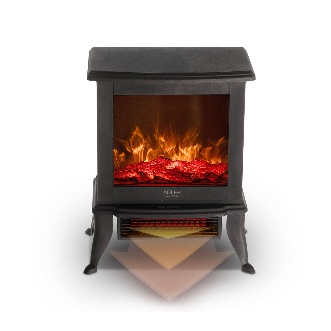 Adler electric fireplace, 2 heating levels, max power 1800W, thermostat, 3D flame effect, AD 7754