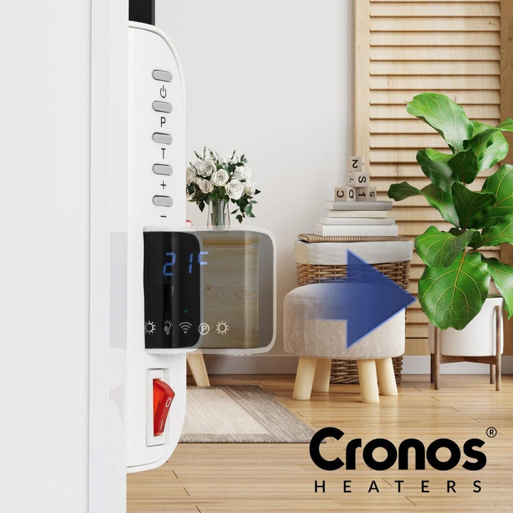Cronos infrared heater, 330W, white, allergy friendly, ultra-thin, matte surface, heats an area up to 12m2, Synthelith PRO CRP-330TWP White