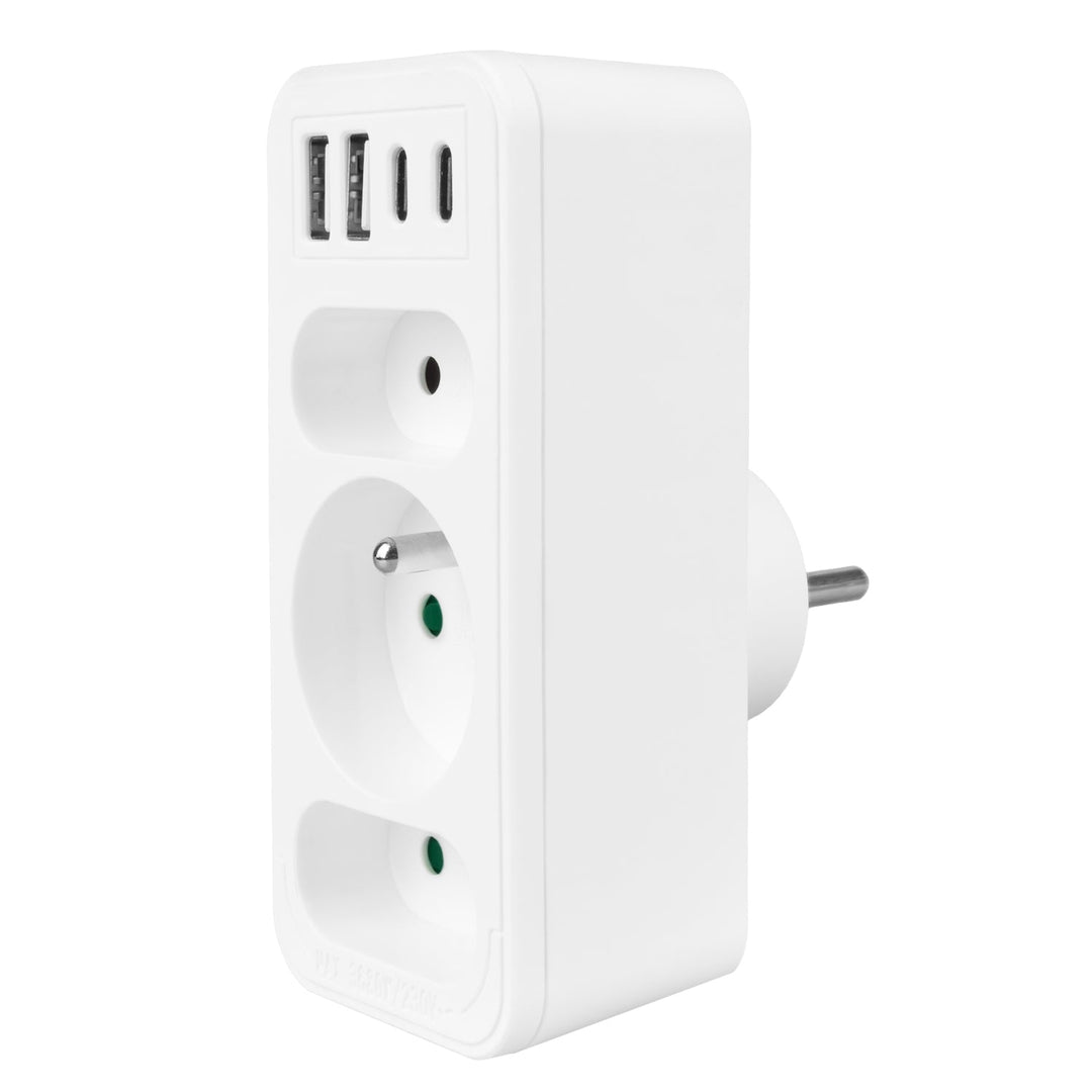 Current socket x3 + 4xUSB Maclean, splitter with 3 sockets, 2xUSB A, 2xUSB C PD 20W, 1x16A + 2x6A, MCE248 F/W, 2 pieces