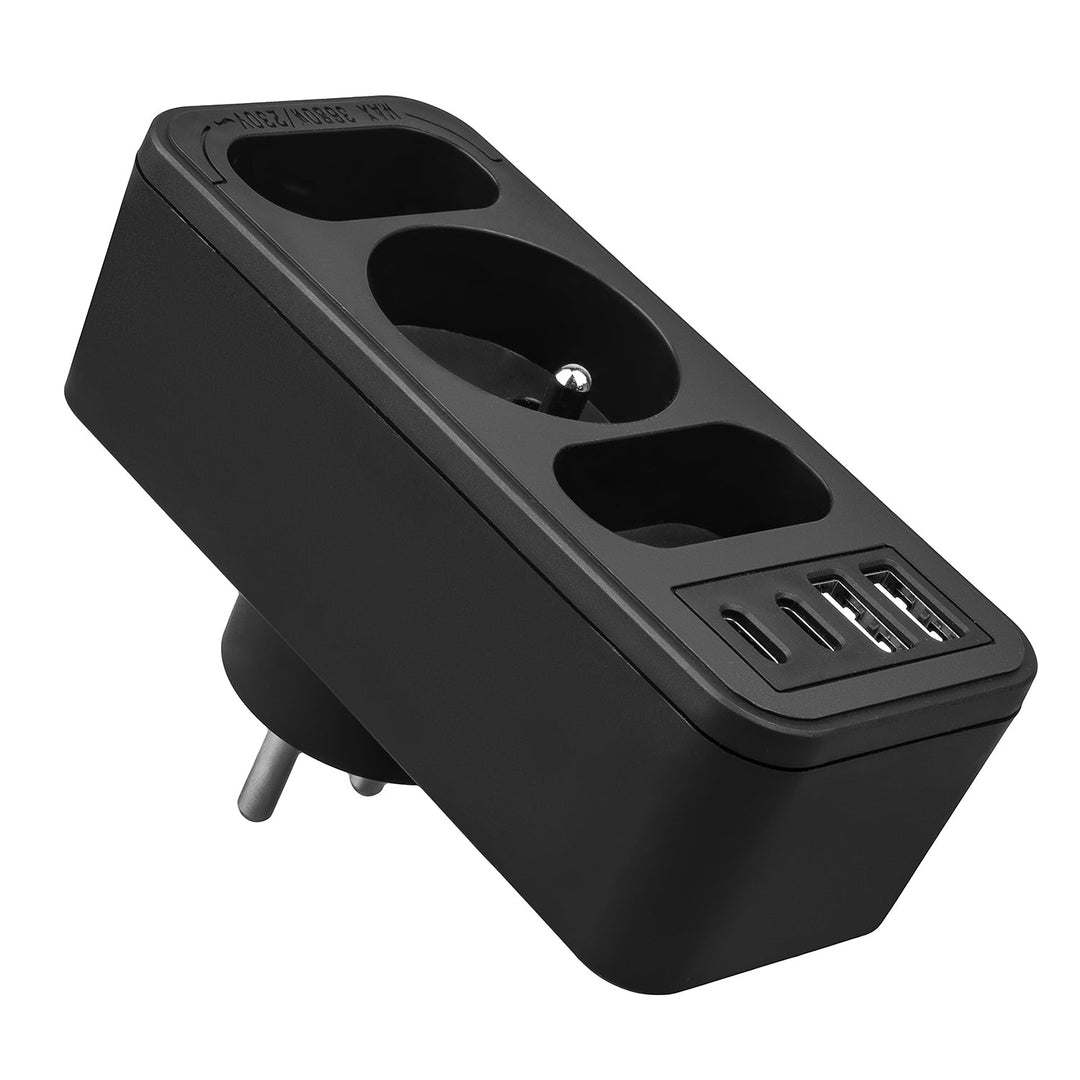 Current socket x3 + 4xUSB Maclean, splitter with 3 sockets, 2xUSB A, 2xUSB C PD 20W, 1x16A + 2x6A, MCE248 F/B, 2 pieces