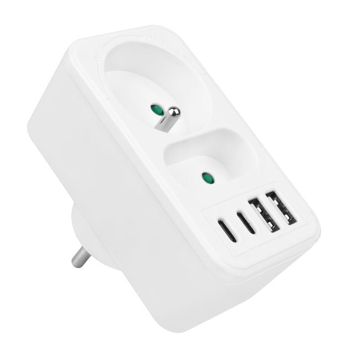 Current socket x2 + 4xUSB Maclean, splitter with 2 sockets, 2xUSB A, 2xUSB C PD 20W, 1x16A + 1x6A, MCE249 F/W, 3 pieces
