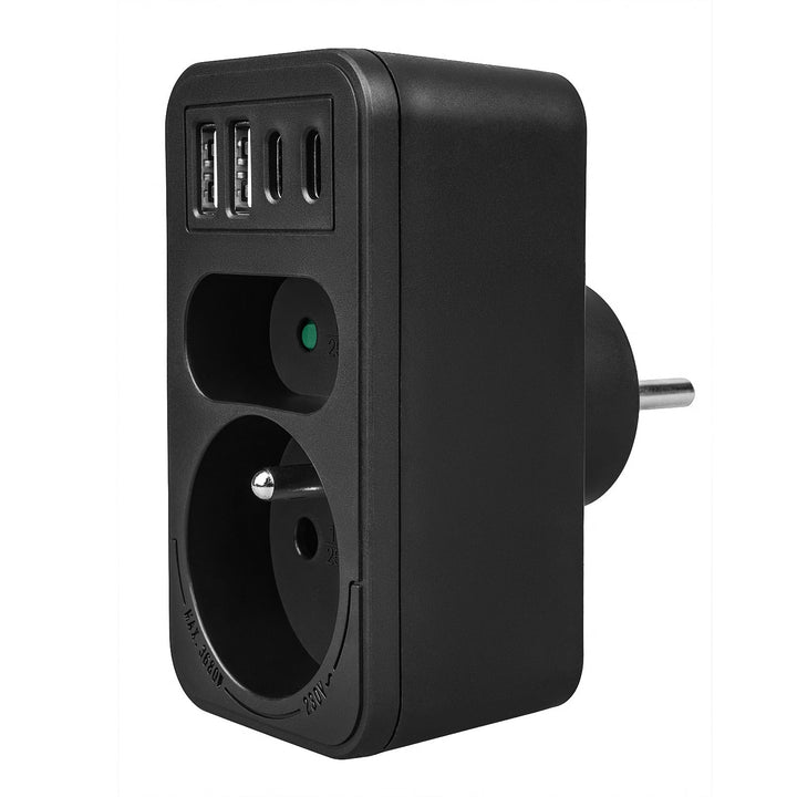 Maclean current socket x2 + 4xUSB, splitter with 2 sockets, 2xUSB A, 2xUSB C PD 20W, 1x16A + 1x6A, MCE249 F/B, 3 pieces
