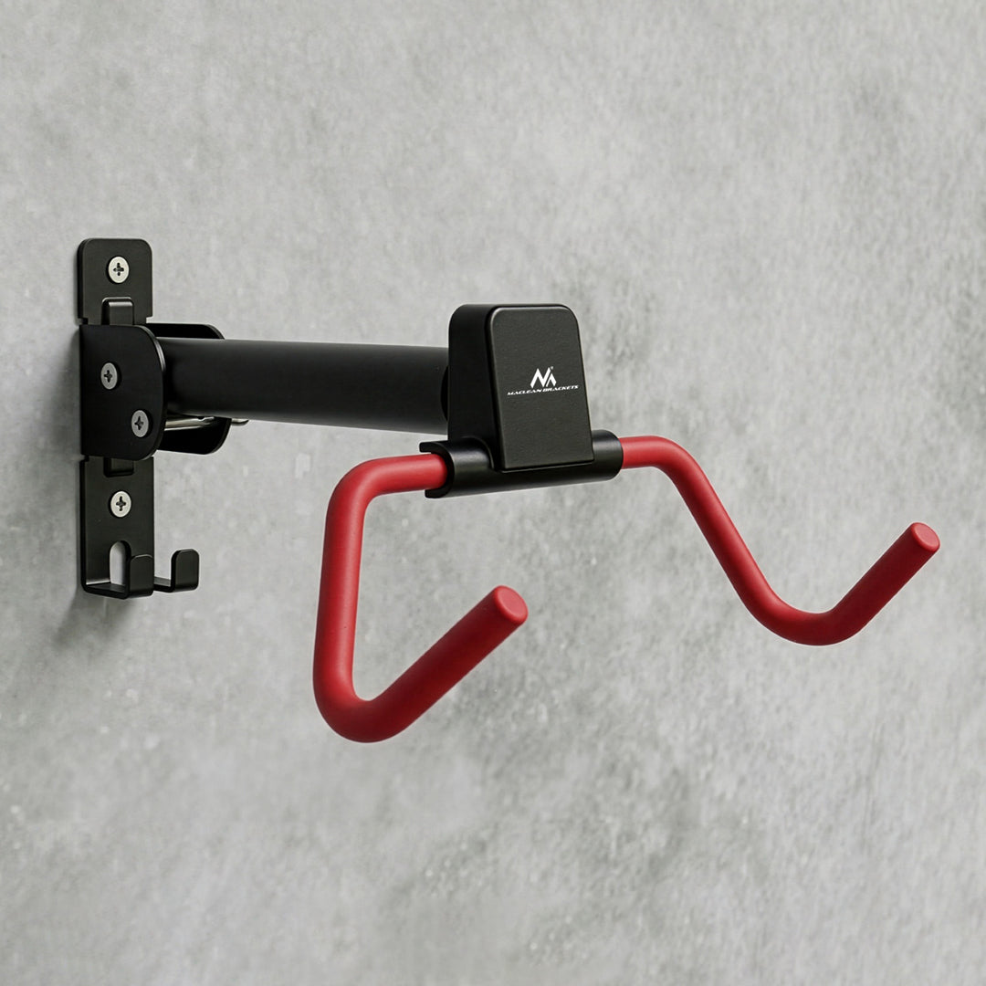Maclean Horizontal Wall-Mounted Bike Rack, Steel, Max. Load 30 kg, Adjustable Angle, MC-172