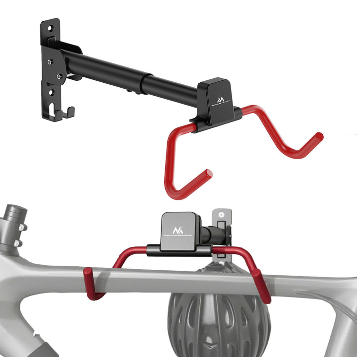 Maclean Horizontal Wall-Mounted Bike Rack, Steel, Max. Load 30 kg, Adjustable Angle, MC-172