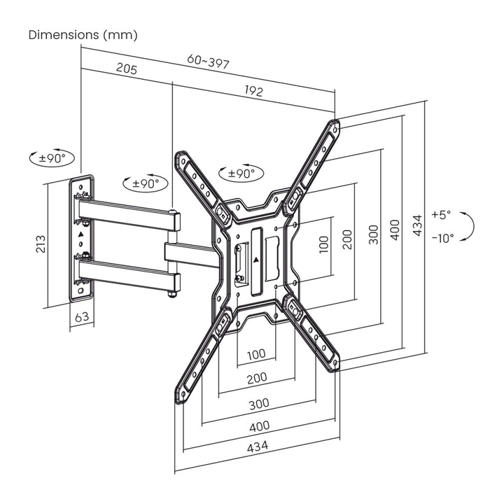 Maclean TV or Monitor Mount / Bracket, max. 23–65", max. load 30 kg, universal, max. VESA 400x400, MC-759 N