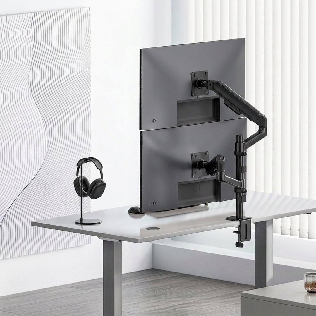 Ergo Office Mount / Holder for 2 Monitors, Gas Spring, 17"-32", 1-10 kg, Matte Black, ER-692 B