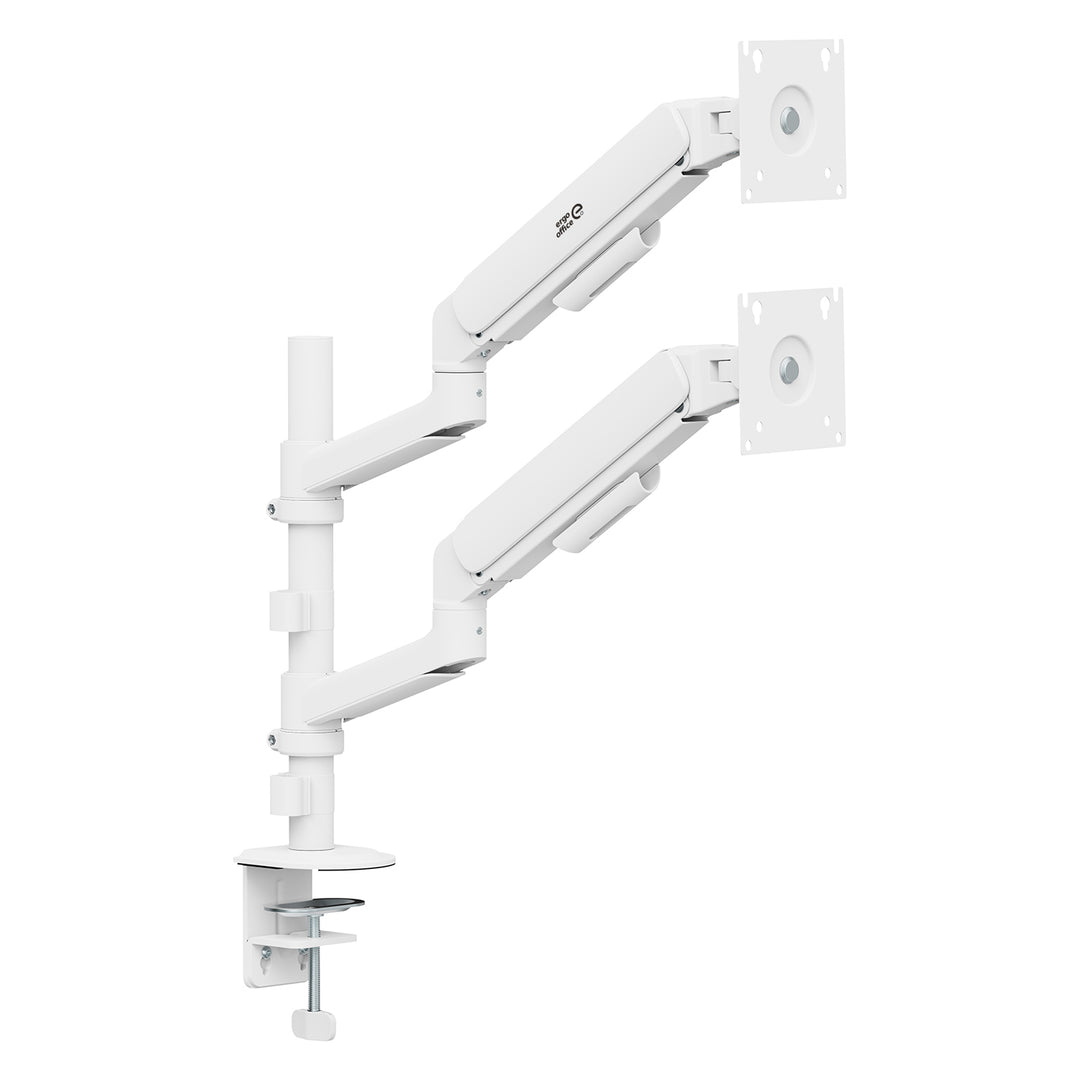 Ergo Office Mount/Hanger for 2 Monitors, Gas Spring, 17"-32", 1-10 kg, Matte White, ER-692 W
