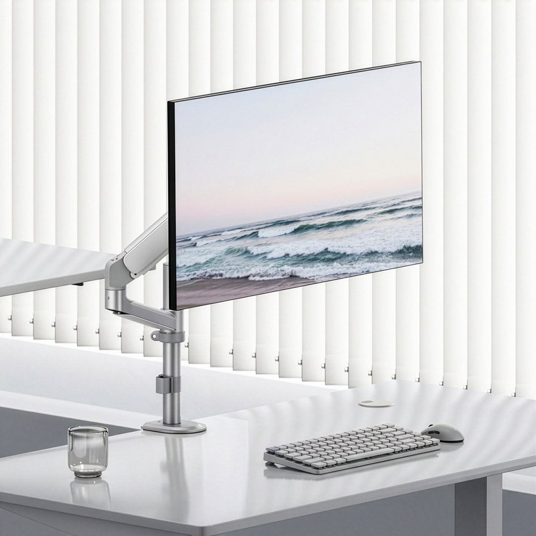 Ergo Office Monitor Mount/Hanger, Gas Spring, 17"-32", 1-10 kg, Matte White, Max. VESA 100x100, ER-691 W