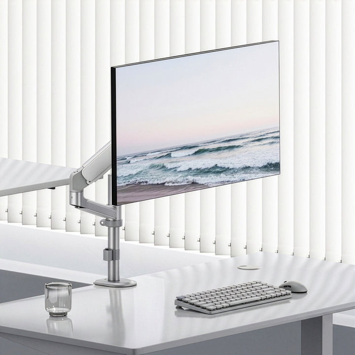Ergo Office Monitor Mount/Hanger, Gas Spring, 17"-32", 1-10 kg, Matte White, Max. VESA 100x100, ER-691 W