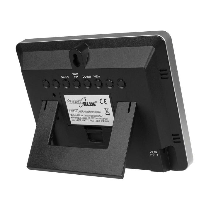 GreenBlue WiFi weather station, TUYA compliant, outdoor sensor, calendar, weather forecast, barometer, power adapter, batteries, GB215