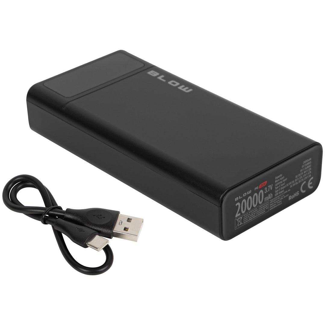 20,000 mAh PB20E Power Bank with Quick Charge 30 and Power Delivery 20W, Black, Blow