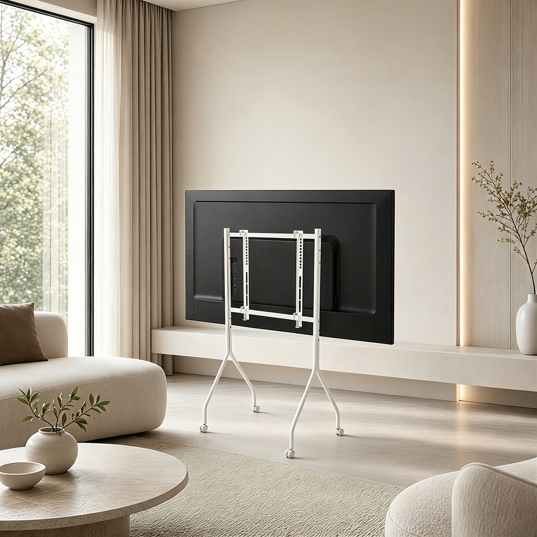 Maclean TV Stand / Cart, on wheels, 37–80", max. load 50 kg, max. VESA 600x400, white, MC-180 W
