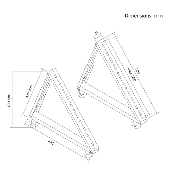 Maclean TV Cart / Floor Stand, 37–80", max. VESA 800x400, max. 75 kg, mobile, wheel lock, MC-183