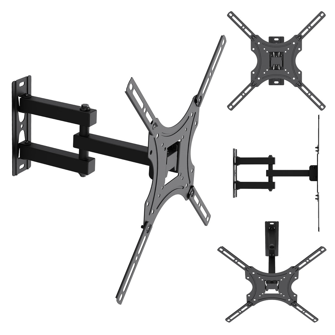 Maclean TV Mount / Bracket, max VESA 400x400, 32-55", up to 25 kg, black, tilt adjustment 0°–-15° and swivel adjustment +90°–-90°, MC-190