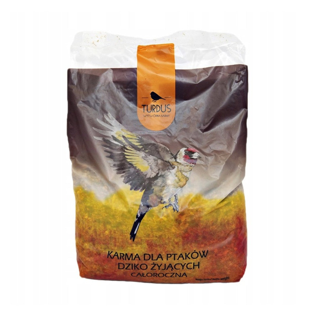 Woodok bird feeder, spruce wood, fired, strong hooks + bird seed 1kg.