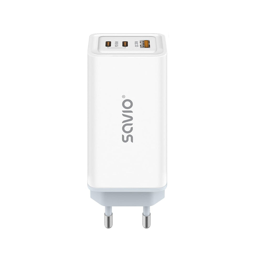 Savio Power Charger, 1x USB-A, 2x USB-C, GaN, 65W, white, SAVLA-07