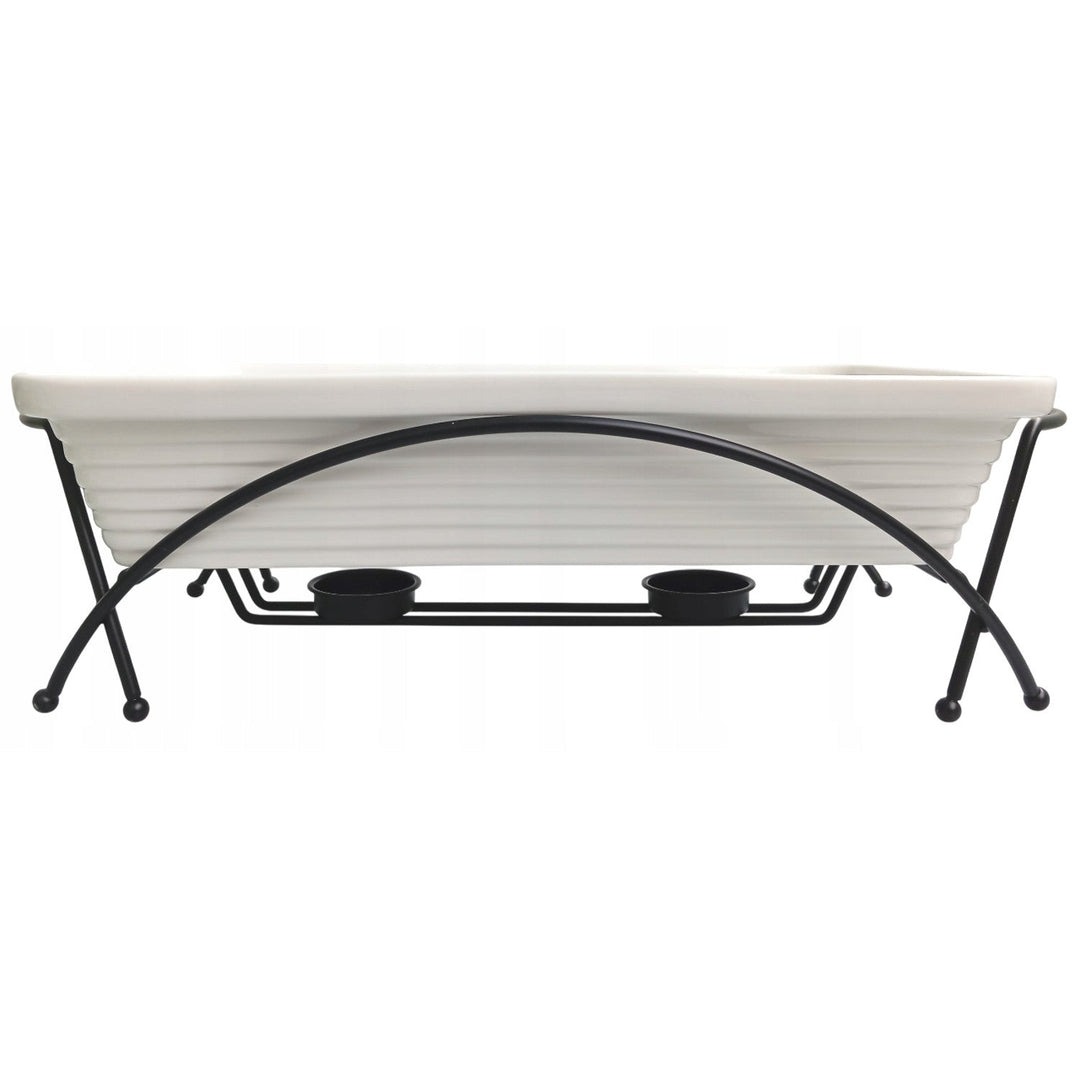 Maestro ceramic food warmer, rectangular, white color, capacity 2.4L, can be used in the oven, rack and lid with handle included, MR-11562-73