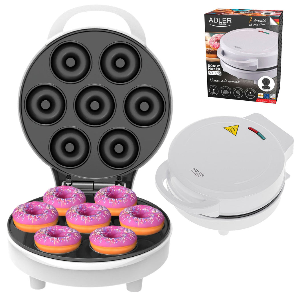 Adler doughnut maker, for 7 doughnuts, non-stick coating, white, 1500W, AD 3075