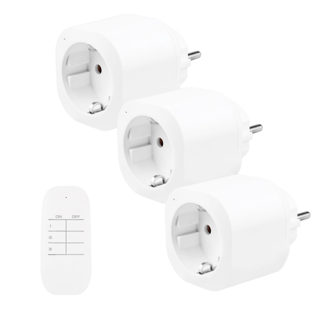 GreenBlue Remote-Controlled Outlets, 3-Pack, Programmable, Range up to 30 m, 220–240 V AC, 50/60 Hz, 16 A, 433 MHz, GB313 F
