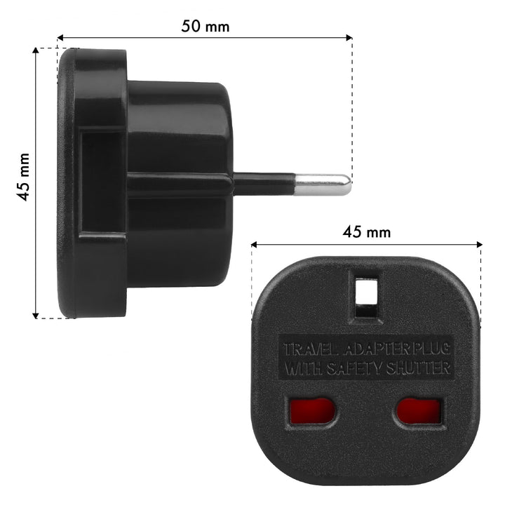 Maclean UK socket to EU plug adapter, black, MCE72, 2 pieces